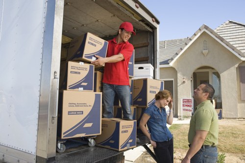 Household boxes and furniture prepared for a Greenwich relocation