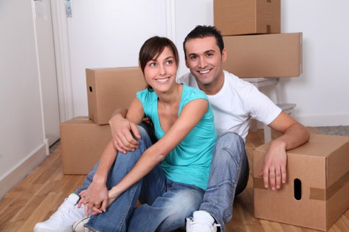 Moving furniture and business supplies in a Greenwich commercial property